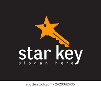 creative star key icon logo design template