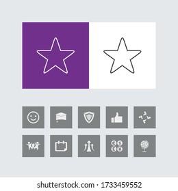Creative Star Line Icon with Bonus Icons. 