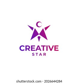 Logo de estrella creativa, diseño de estrella abstracta, concepto de logotipo de estrella gradiente, diseño de estrella colorida, diseño de espacio, concepto de logotipo astronómico