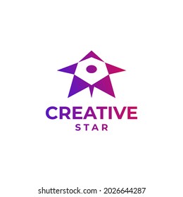 Logo de estrella creativa, diseño de estrella abstracta, concepto de logotipo de estrella gradiente, diseño de estrella colorida, diseño de espacio, concepto de logotipo astronómico