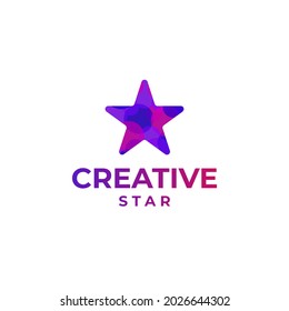 Logo de estrella creativa, diseño de estrella abstracta, concepto de logotipo de estrella gradiente, diseño de estrella colorida, diseño de espacio, concepto de logotipo astronómico