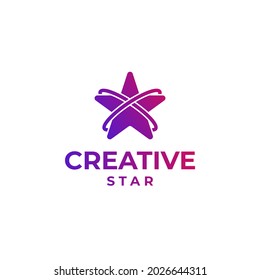 Logo de estrella creativa, diseño de estrella abstracta, concepto de logotipo de estrella gradiente, diseño de estrella colorida, diseño de espacio, concepto de logotipo astronómico