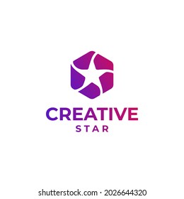 Creative star logo, abstract star design, gradient star logo concept, colorful star design, space design, astronomy logo concept