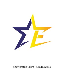 combinación de letras A y E con el logotipo de estrella creativa