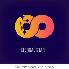 Creative star logo inside infinity sign.  Unique color transitions. Star cycle corporate logo template. vector