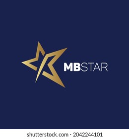 Logotipo de estrella creativa con letra M y B. Adecuado para el logotipo de Club Corporativo o Deportivo