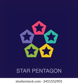 Creative star pentagon logo. Uniquely designed color transitions. geometric shape logo template vector.