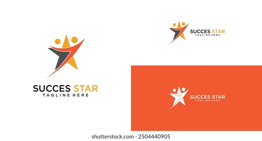 Creative star people succes logo and symbol graphic design . Premium vector