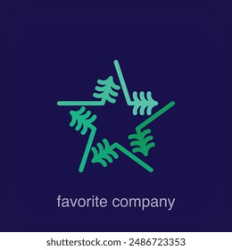 Creative star shaped tree branches logo. Unique color transitions. Company template in touch with nature. vector