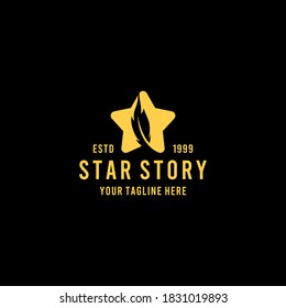 Creative star story or feather with star logo illustration