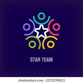 Creative star team logo. Unique color transitions. Leadership and corporate logo template. vector