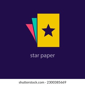 Creative starry paper logo design. Unique design color transitions. Unique library favorite book template. vector