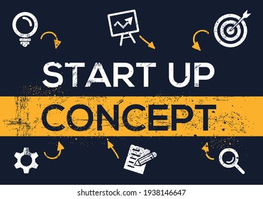 Creativo (concepto de inicio) Palabra de pancarta con icono ,Ilustración vectorial.