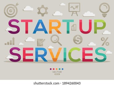 Creative (start up services) Banner Word with Icon ,Vector illustration.