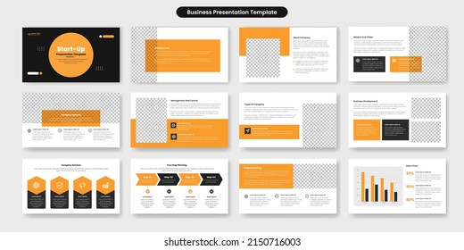 Diseño de presentación empresarial de inicio creativo, diapositivas de PowerPoint, plantilla de diseño de infografía, elementos amarillos, negros, plantilla de diapositiva Presentación. Presentación financiera. folleto comercial