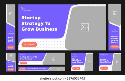 Creative startup business web bundle banner design for social media post, digital agency banner, editable vector eps 10 file format