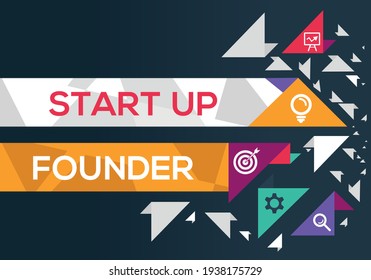 Creative (startup Founder) Banner Word With Icon ,Vector Illustration.