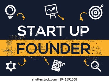 Creative (startup founder) Banner Word with Icon ,Vector illustration.