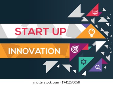 Creative (startup innovation) Banner Word with Icon ,Vector illustration.