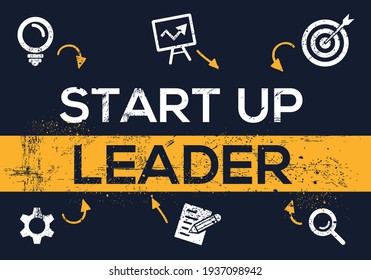 Creative (startup leader) Banner Word with Icon ,Vector illustration.