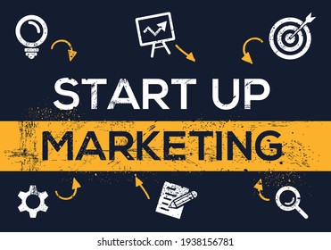 Creative (startup marketing) Banner Word with Icon ,Vector illustration.