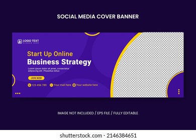 Creative Start-Up Online Business Strategy Social Media Facebook Cover Template, Web Banner Template, Corporate Banner, Header, Business Webinar Banner