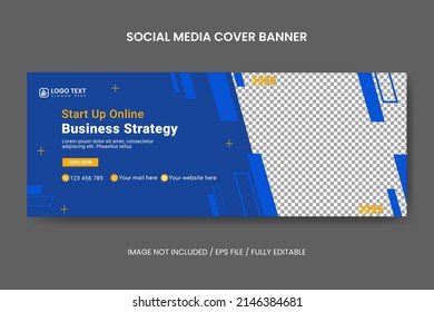 Creative Start-Up Online Business Strategy Social Media Facebook Cover Template, Web Banner Template, Corporate Banner, Header, Business Webinar Banner
