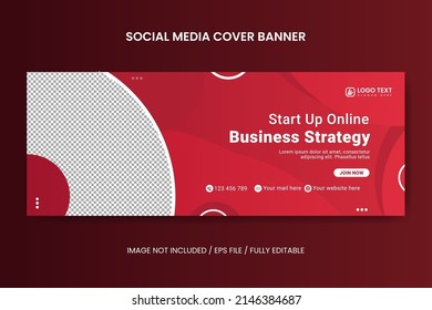 Creative Start-Up online Business Strategy social media facebook cover template, web banner template, corporate banner, header, business webinar banner