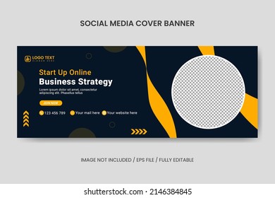 Creative Start-Up online Business Strategy social media facebook cover template, web banner template, corporate banner, header, business webinar banner
