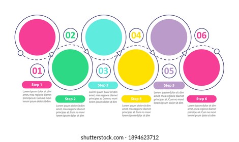 Creative startup roadmap vector infographic template. Presentation design elements with text space. Data visualization with 6 steps. Process timeline chart. Workflow layout with copyspace