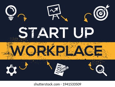 Creativo (trabajo de inicio) Palabra de pancarta con Icono ,Ilustración vectorial.
