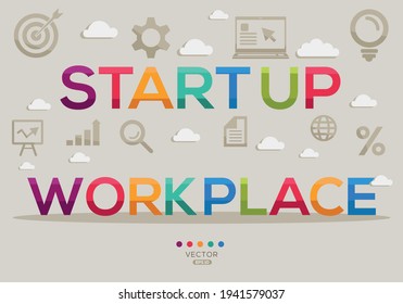 Creative (startup workplace) Banner Word with Icon ,Vector illustration.
