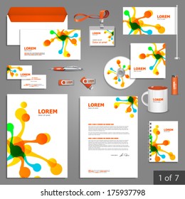 Creative stationery template design with color abstract shapes. Documentation for business.