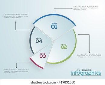 Creative statistical pie chart infographic on shiny background for Business.  