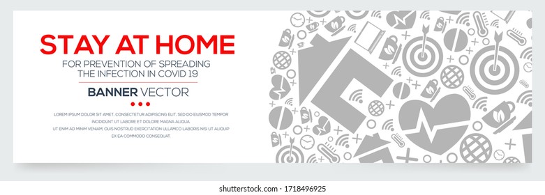 Creative (Stay at home _For prevention of spreading the infection in covid 19) Banner Word with Icons ,Vector illustration.

