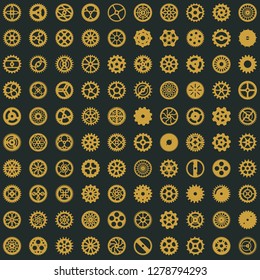Creative steampunk seamless digital paper texture. Clockwork gears vector design. Cogwheel pattern on dark background