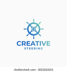 Creative steering logo, wheel logo, marine design, boat logo, yacht design, direction logo concept