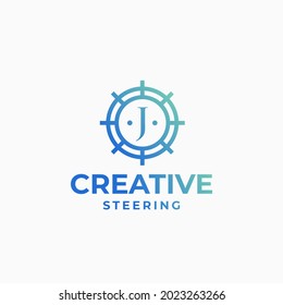 Creative steering logo, wheel logo, marine design, boat logo, yacht design, direction logo concept