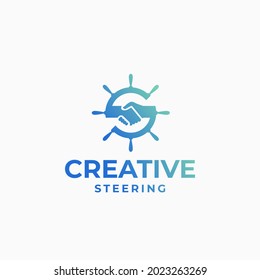 Creative steering logo, wheel logo, marine design, boat logo, yacht design, direction logo concept