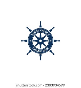 Creative steering wheel captain boat ship yacht compass transport logo design