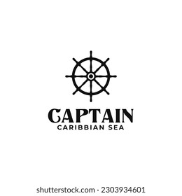 Creative steering wheel captain boat ship yacht compass transport logo design