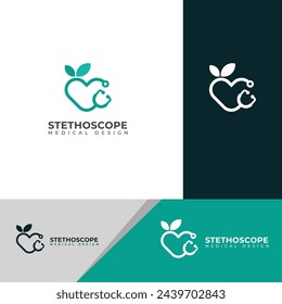Creative stethoscope medical vector logo Health checkup tool.