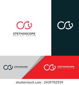Creative stethoscope medical vector logo Health checkup tool.