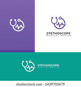 Creative stethoscope medical vector logo Health checkup tool.