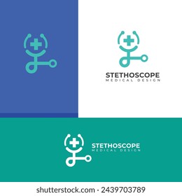 Creative stethoscope medical vector logo Health checkup tool.