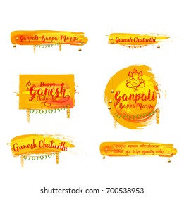 Creative sticker or label for indian festival of ganesh chaturthi celebration.