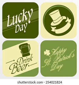 Creative sticker, tag or label design with St. Patrick's Day ornaments.