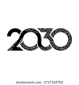 creative stippled 2030 numbers featuring white dots on black base for a unique textured look suitable for festive celebrations and artistic visions.