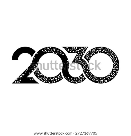 creative stippled 2030 numbers featuring white dots on black base for a unique textured look suitable for festive celebrations and artistic visions.