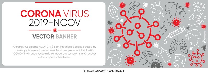 Creative stop coronavirus covid-19 vector banner design icon image. Free editable template illustration. Novel Coronavirus 2019-nCoV. Covid-19 coronavirus global pandemic poster design website header.